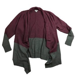 Eddie Bauer Wool Blend Colorblock Open Front Waterfall Cardigan Women's Size‎ M